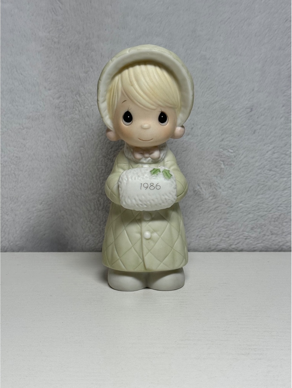 Precious Moments 1986 “Wishing You a Cozy Christmas” Porcelain Holiday Gift